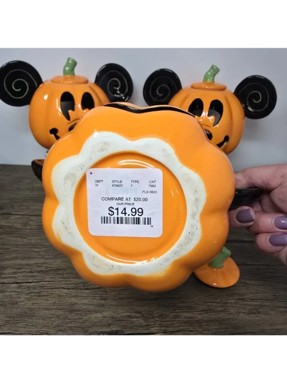 3 Disney Minnie Mickey Mouse Pumpkin Halloween Candle Holder Luminary